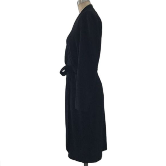 Vintage 90s Liz Claiborne Black Minimalist Chic Wrap Long Sleeve V Neck Dress 6P - Picture 4 of 8